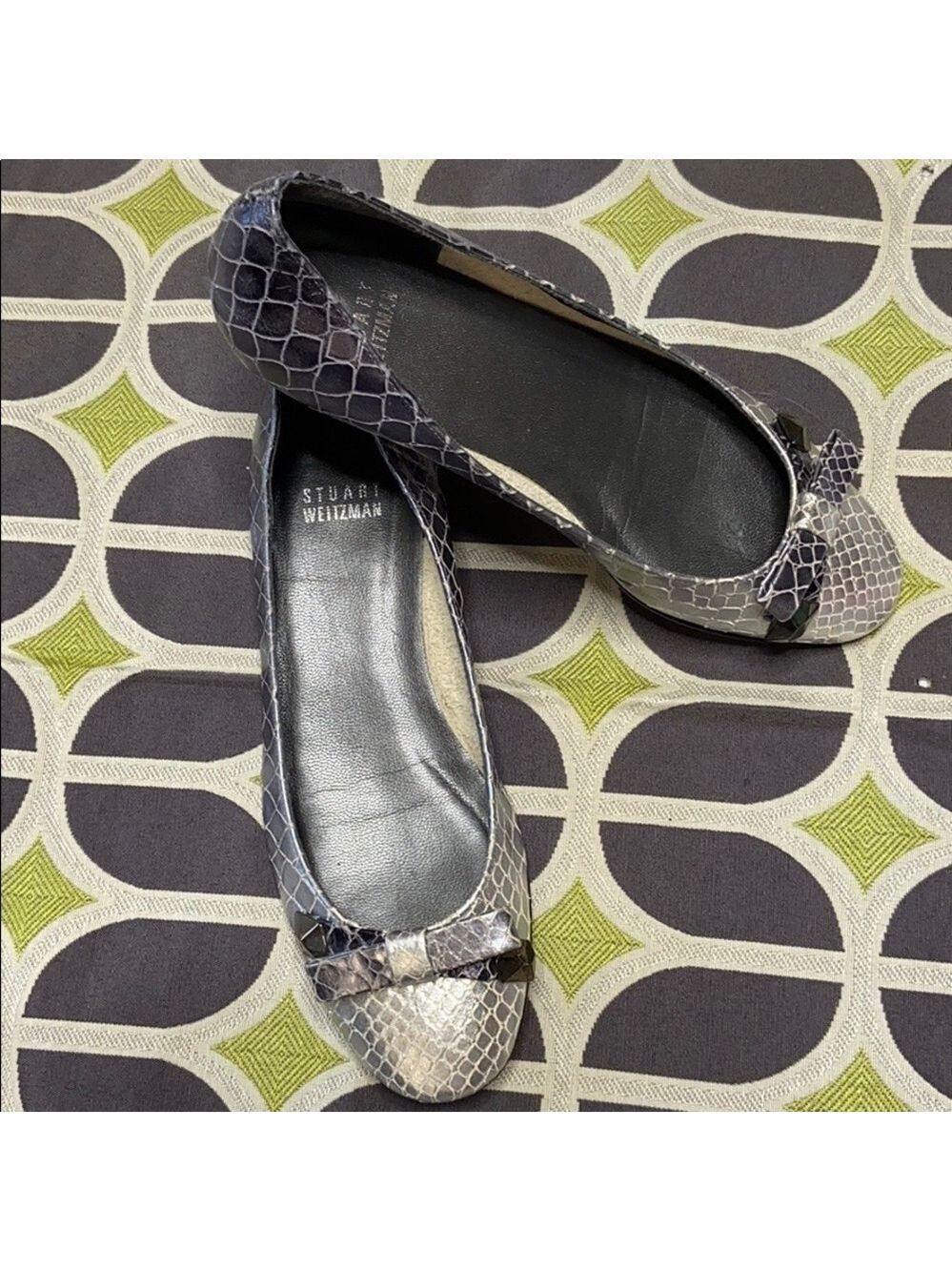 STUART WEITZMAN Snakeskin Wedge Flats Size 6